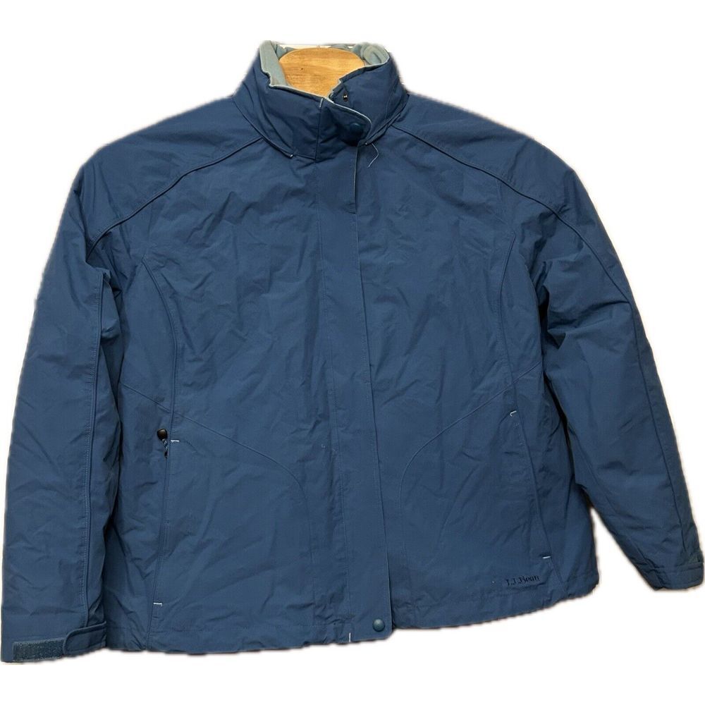 LL Bean Blue Nylon Full Zip 3in1 Windbreaker Jacket Women Plus Sz 2X Item 264930